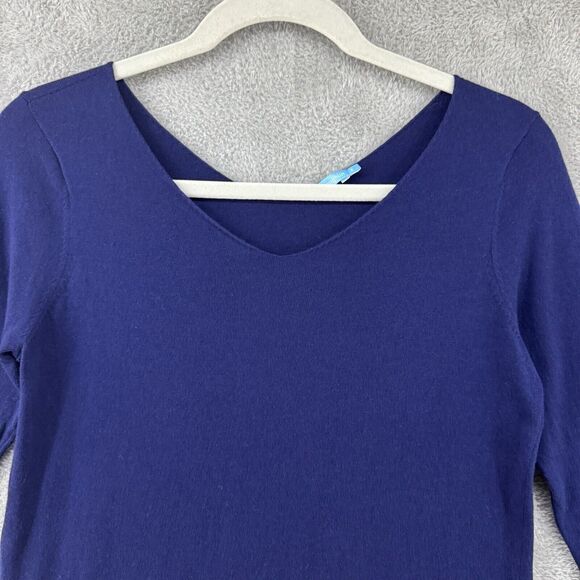J McLaughlin Top Women S Blue Knit Lightweight Cashmere Blend V-Neck 3/4 Sleeve - Picture 3 of 13